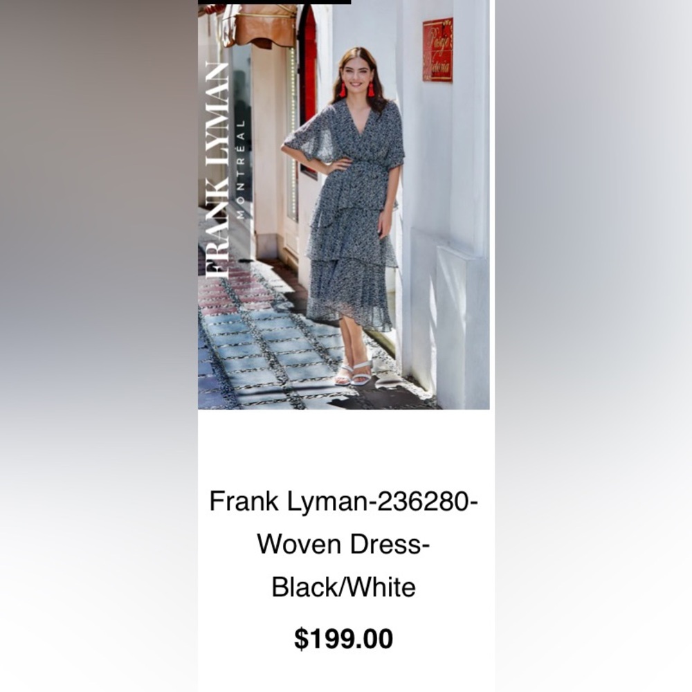 Frank Lyman Design Black and White Tiered Midi Dress